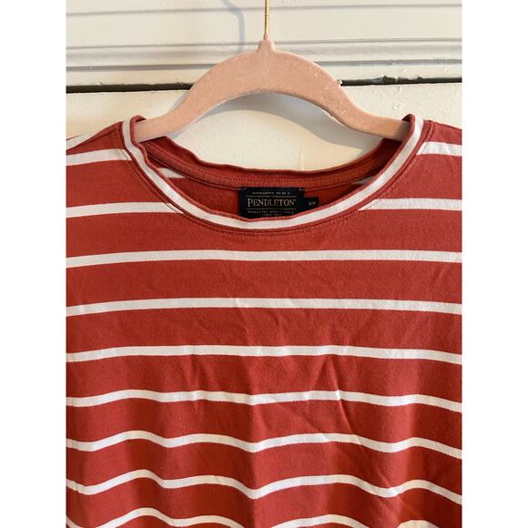 Pendleton Striped T-Shirt XS Rust Red White 100% Cotton EUC - Picture 4 of 16